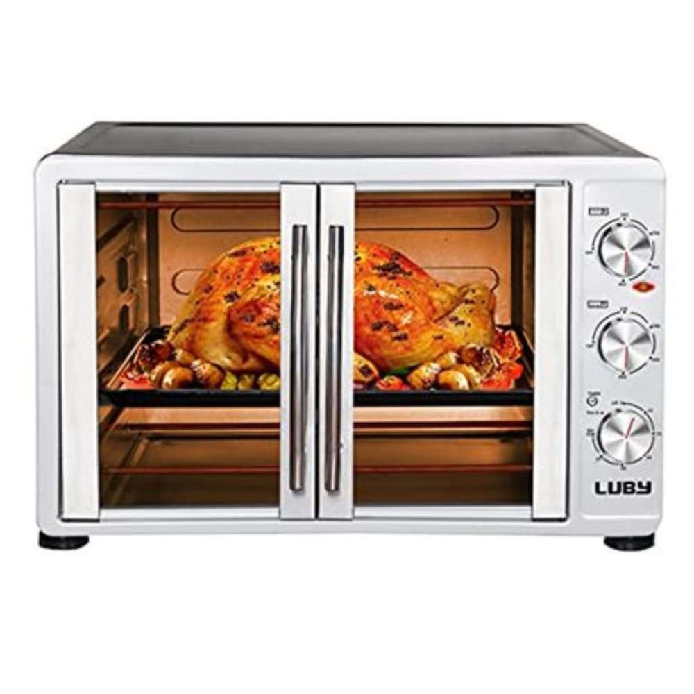 LUBY Large Toaster Oven Countertop, French Door Designed, 55L, 18 Slices, 14'' p